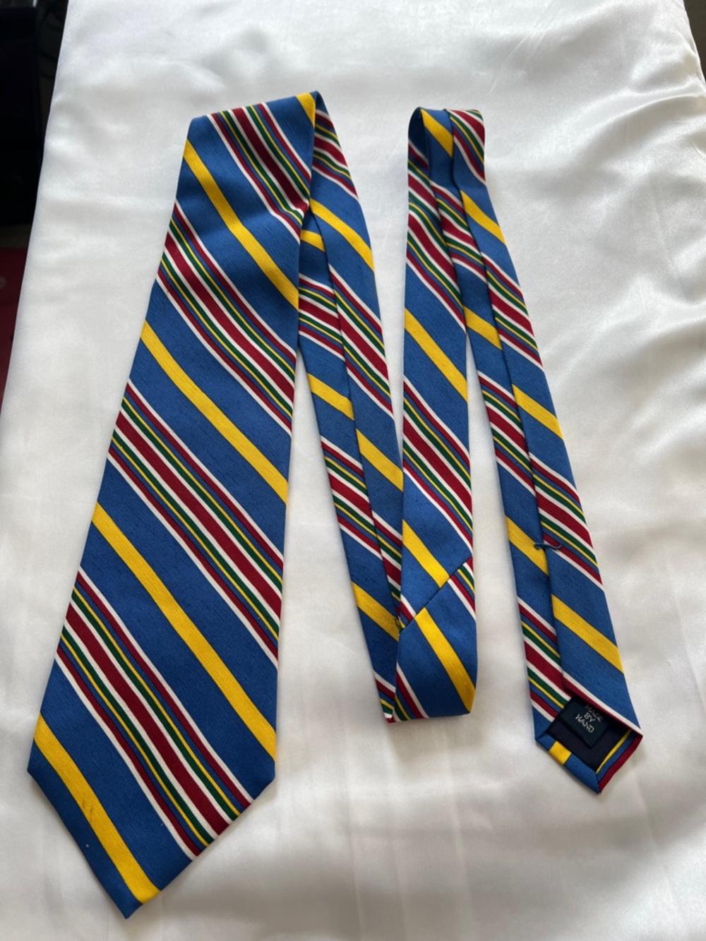 Vintage Polo by Ralph Lauren Hand Made Blue 100% Silk Multicolor Stripe Tie USA